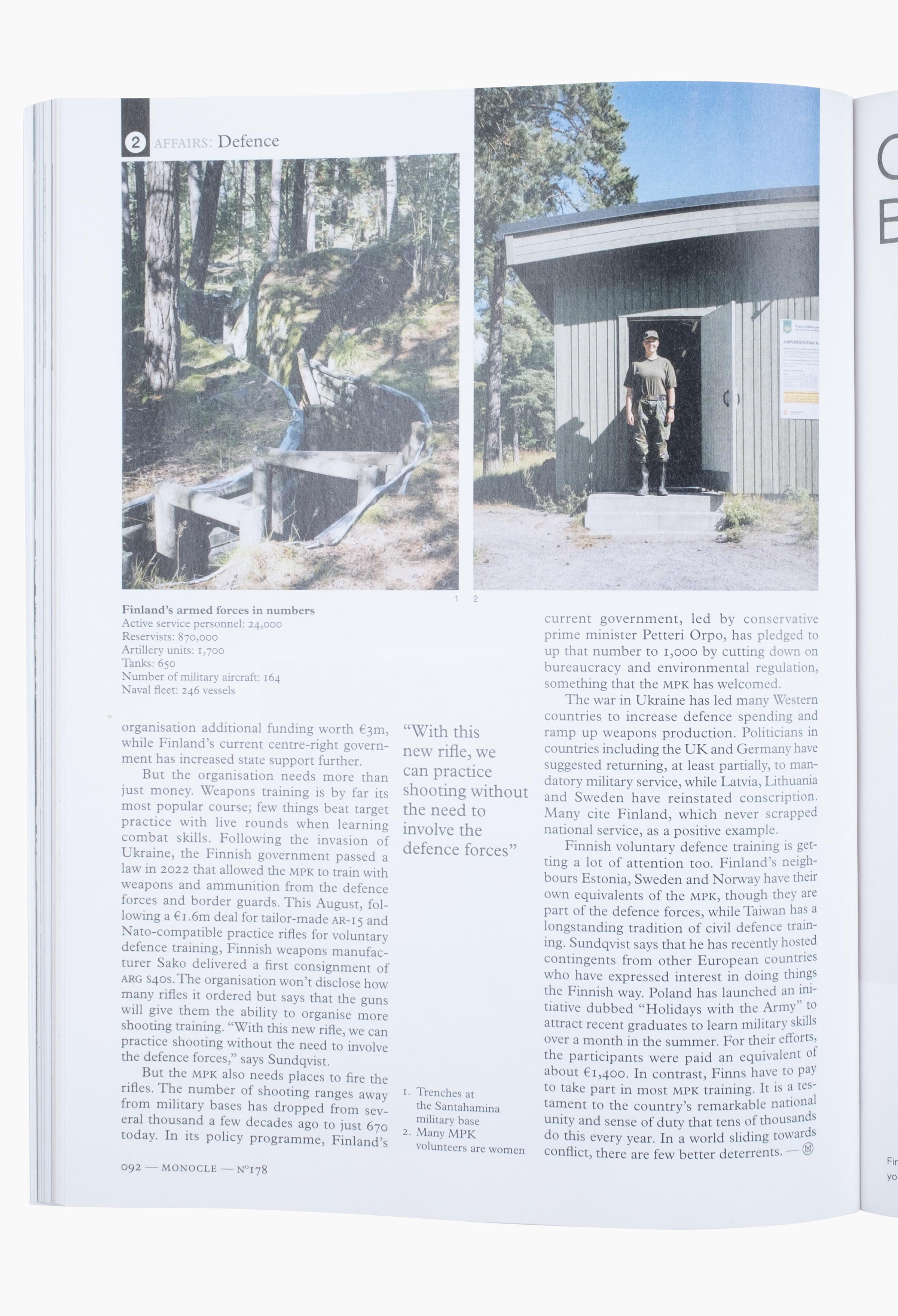 MONOCLE MAGAZINE / THE FINNS SIGNING UP FOR MILITARY TRAINING